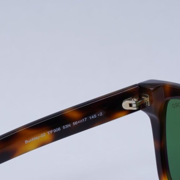 Tom Ford FT0906 53N Buckley02 Sunglasses Havana Square Frame, Green Lenses - Picture 7 of 10